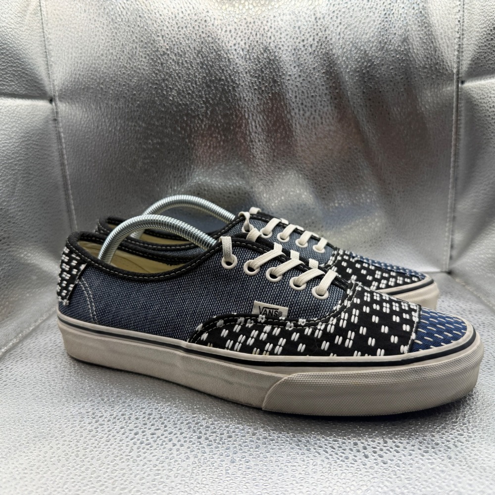 Size 10 Vans Authentic Sneakers Mens Blue Excellent Sashiko Patchwork Denim